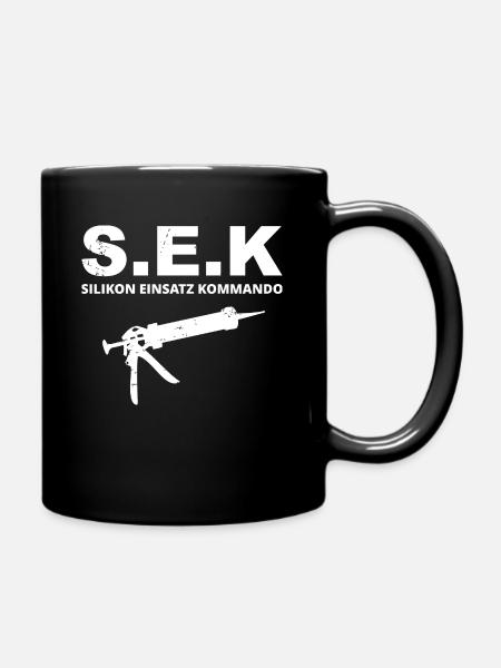 Fliesenleger Silikon Einsatz Kommando - Tasse einfarbig - Schwarz