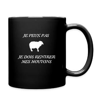je peux pas je dois rentrer mes moutons cadeau - Mug uni - noir - Droite
