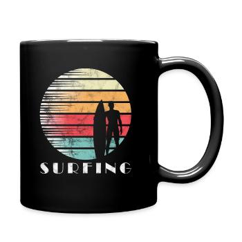 Surfen Surfing Retro Vintage Sonne Geschenk - Tasse einfarbig - Schwarz - Rechts