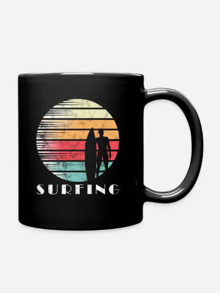 Surfen Surfing Retro Vintage Sonne Geschenk - Tasse einfarbig - Schwarz