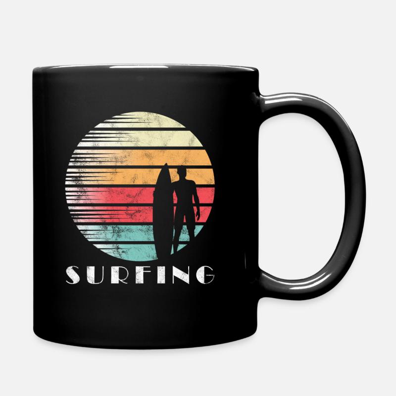 Surfen Surfing Retro Vintage Sonne Geschenk - Tasse einfarbig - Schwarz
