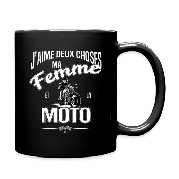 moto et femme - Mug uni - noir - Droite