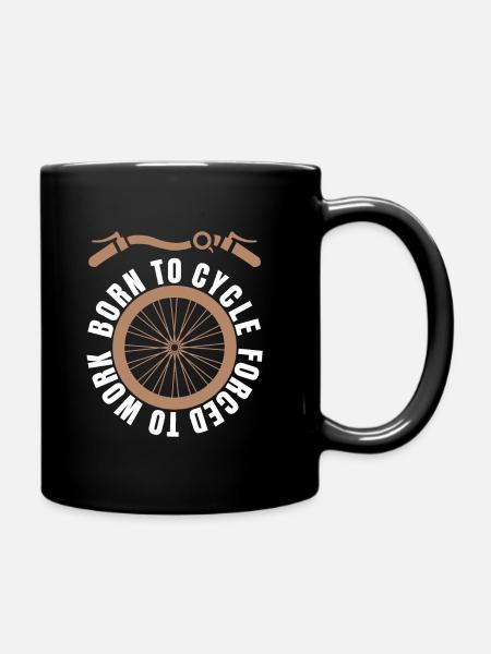 Né pour faire du vélo forcé de travailler - Mug uni - noir