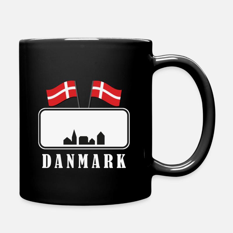 Dänemark Ortsschild individuell gestalten - Flagge - Tasse einfarbig - Schwarz