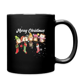 Merry Christmas Owl - Full Colour Mug - black - Right