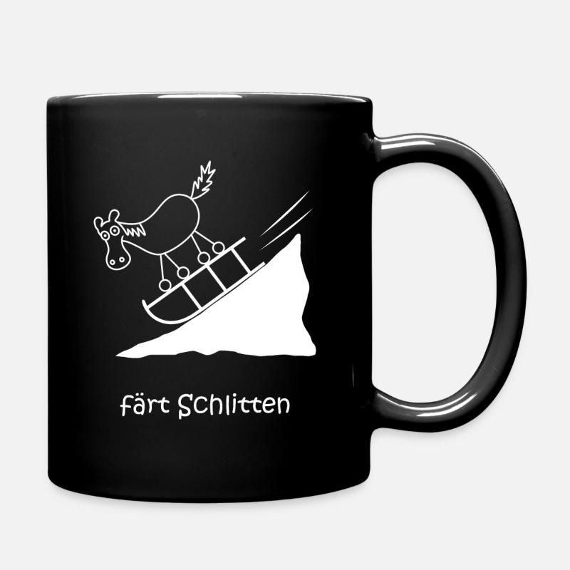 färt schlitten, lustiges Pferd mit Rädern, Winter - Tasse einfarbig - Schwarz