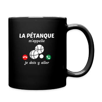 t shirt la petanque m'appelle humour bouliste noel - Mug uni - noir - Droite