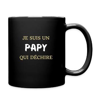 t shirt papy qui dechire cadeau humour grand pere - Mug uni - noir - Droite