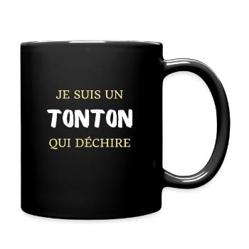 t shirt tonton qui dechire cadeau humour oncle - Mug uni - noir - Droite