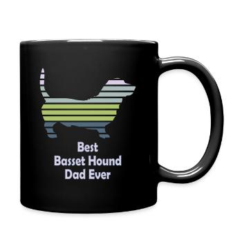 Best Basset Hound Dad Ever | Geschenk Basset Papa - Tasse einfarbig - Schwarz - Rechts