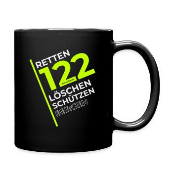 122 - Retten - Löschen - Schützen - Bergen - Tasse einfarbig - Schwarz - Rechts
