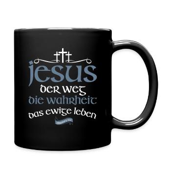 Jesus Christus Shirt Bibelvers Ich bin der Weg - Tasse einfarbig - Schwarz - Rechts