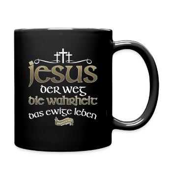 Jesus Christus Shirt Bibelvers Ich bin der Weg - Tasse einfarbig - Schwarz - Rechts