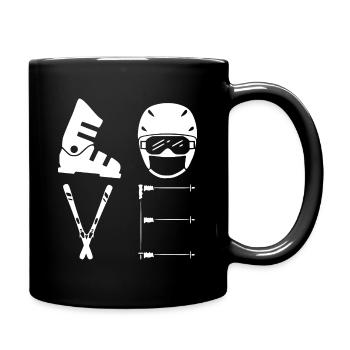SKI - Love - Skifahren - Liebe - Sport - Tasse einfarbig - Schwarz - Rechts