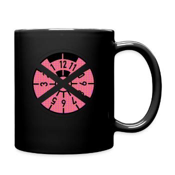 Zerschnittene Hu-Plakette (rosa) - Tasse einfarbig - Schwarz - Rechts