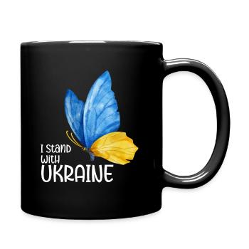 I stand with Ukraine - Tasse einfarbig - Schwarz - Rechts