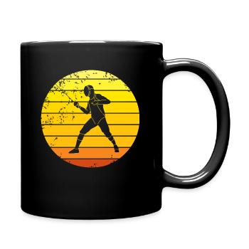 Fencing épée fencing retro sunset fencer - Full Colour Mug - black - Right
