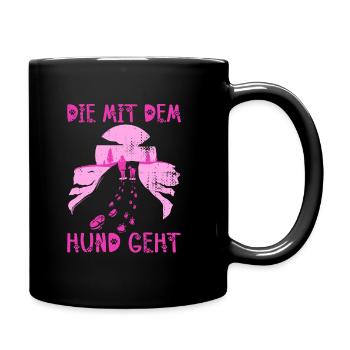 Hundehalterin Hunde Die Mit Dem Hund Geht - Tasse einfarbig - Schwarz - Rechts