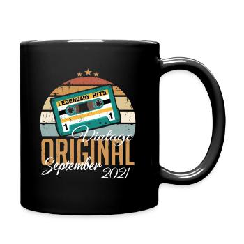 September 2021 geboren Vintage Geburtstag Retro - Tasse einfarbig - Schwarz - Rechts