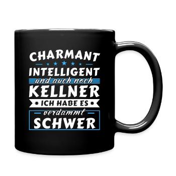 Charmant und intelligent - Kellner Edition - Tasse einfarbig - Schwarz - Rechts
