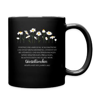 Gänseblümchen - Tasse einfarbig - Schwarz - Rechts