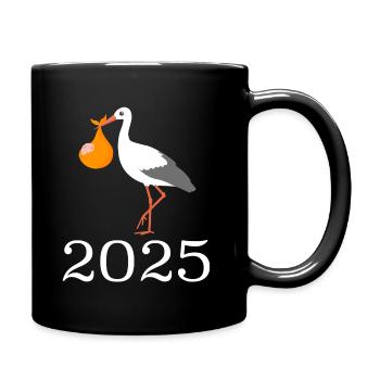 Stork Brings the Baby, Baby Is Coming Soon, Mom 2025 - Full Colour Mug - black - Right