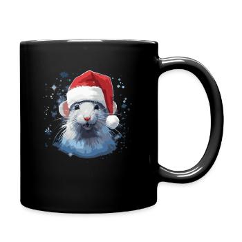Coole Weihnachtsratte - Tasse einfarbig - Schwarz - Rechts