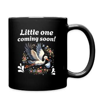 Expectant mother Stork brings the beautiful news - Full Colour Mug - black - Right