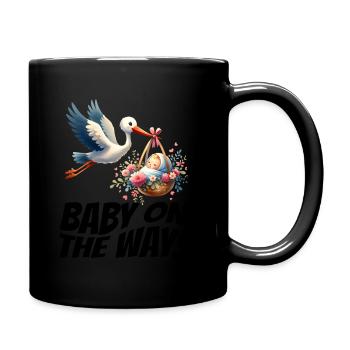 Bientôt je serai une mère, un bébé en route, une cigogne - Mug uni - noir - Droite