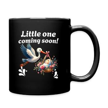 Expectant mother Stork brings the beautiful news - Full Colour Mug - black - Right