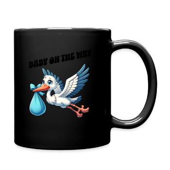 Bientôt je serai une mère, un bébé en route, une cigogne - Mug uni - noir - Droite