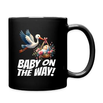 Bientôt je serai une mère, un bébé en route, une cigogne - Mug uni - noir - Droite