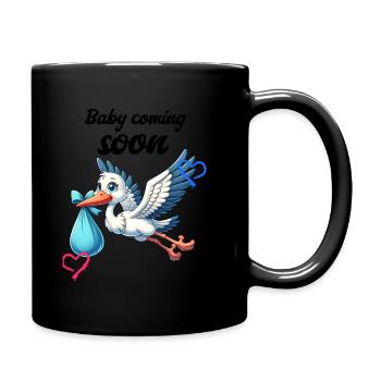 Bientôt je serai une mère, un bébé en route, une cigogne - Mug uni - noir - Droite