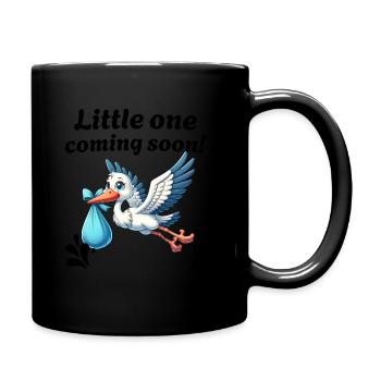 Expectant mother Stork brings the beautiful news - Full Colour Mug - black - Right