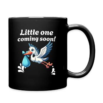 Expectant mother Stork brings the beautiful news - Full Colour Mug - black - Right