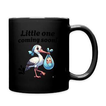 Expectant mother Stork brings the beautiful news - Full Colour Mug - black - Right