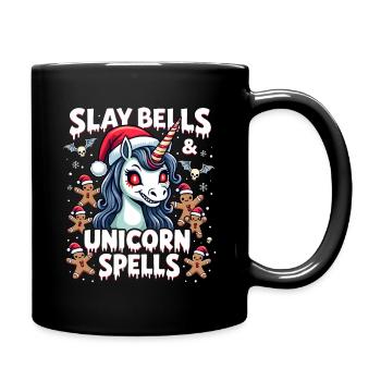 Slay Bells & Unicorn Magic - Full Colour Mug - black - Right
