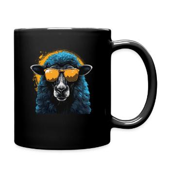 Cooles Schaf mit Sonnenbrille - Tasse einfarbig - Schwarz - Rechts