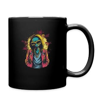 Cooles Alien - Tasse einfarbig - Schwarz - Rechts