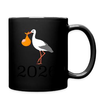Storch Mit Baby 2026 Ankunft - Tasse einfarbig - Schwarz - Rechts