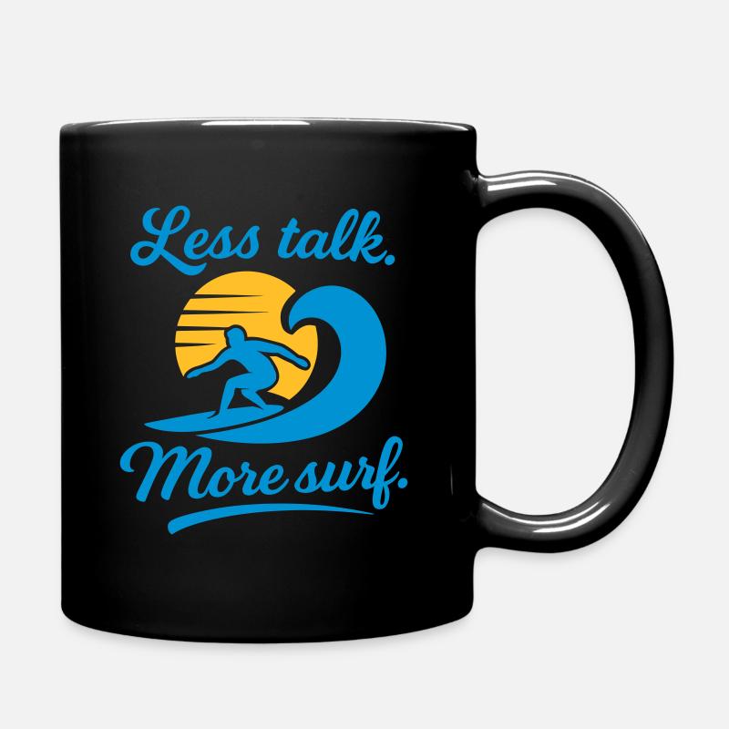 Less Talk More Surf – Retro Surfer Style - Tasse einfarbig - Schwarz