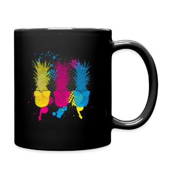 Pop Art Pinapples > Three Neon Colored Fruits - Tasse einfarbig - Schwarz - Rechts