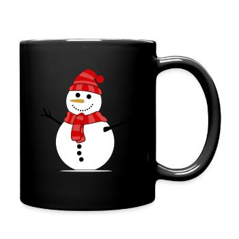 Süsser Schneemann / Snowman - Tasse einfarbig - Schwarz - Rechts
