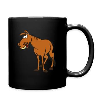 Lustiges Pferd - Tasse einfarbig - Schwarz - Rechts
