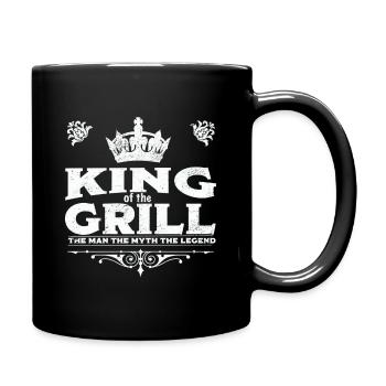 Grillen König des Grills - Tasse einfarbig - Schwarz - Rechts