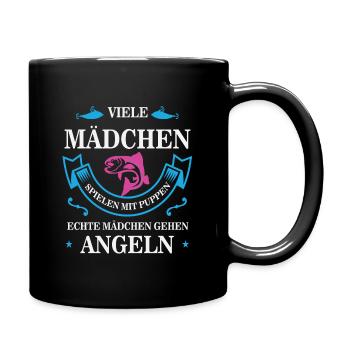 Lustige Sprüche Anglerin Angeln Fischerin Geschenk - Tasse einfarbig - Schwarz - Rechts
