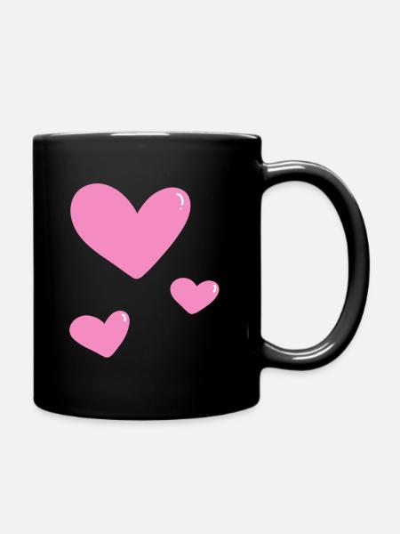 Rosa Herzchen - Tasse einfarbig - Schwarz
