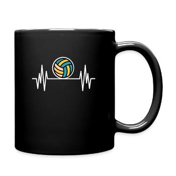 Volleyball Herzschlag Puls Volleyballtrainer Sport - Tasse einfarbig - Schwarz - Rechts