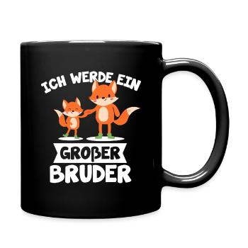 Großer Bruder Baby Kind Schwangerschaft Fuchs Tier - Tasse einfarbig - Schwarz - Rechts