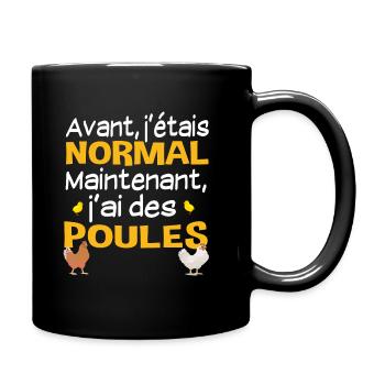 Poules poulailler ferme. Cadeau humour animal - Mug uni - noir - Droite